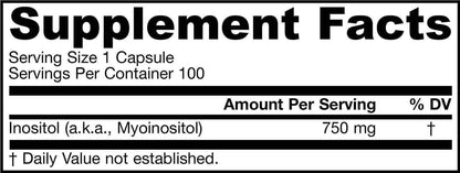 JARROW FORMULAS Inositol (Supports Liver Functions) 750Mg 100 Vege Capsules