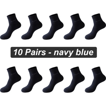 10Pairs/Lot Men Bamboo Fiber Socks Casual Black White Business Anti-Bacterial Breatheable Male Sock High Quality Size 38-45