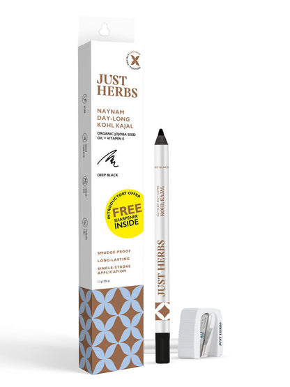 Just Herbs Organic 2 in 1 Pigmented & Waterproof Pencil Eyeliner Long Lasting