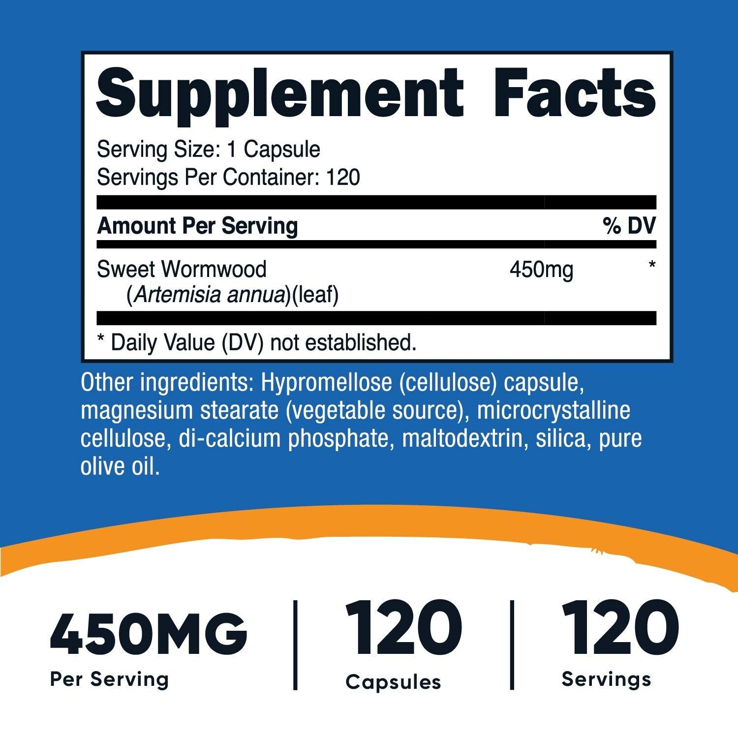 Wormwood Capsules 450Mg 120 Capsules - Gluten Free and Non-Gmo Nutricost