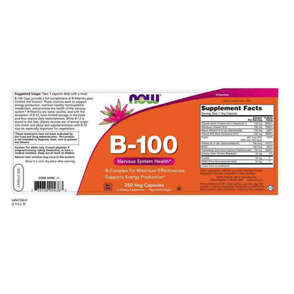 Vitamin B-100 (Comprehensive Vitamin B Set) 250 Veg Caps