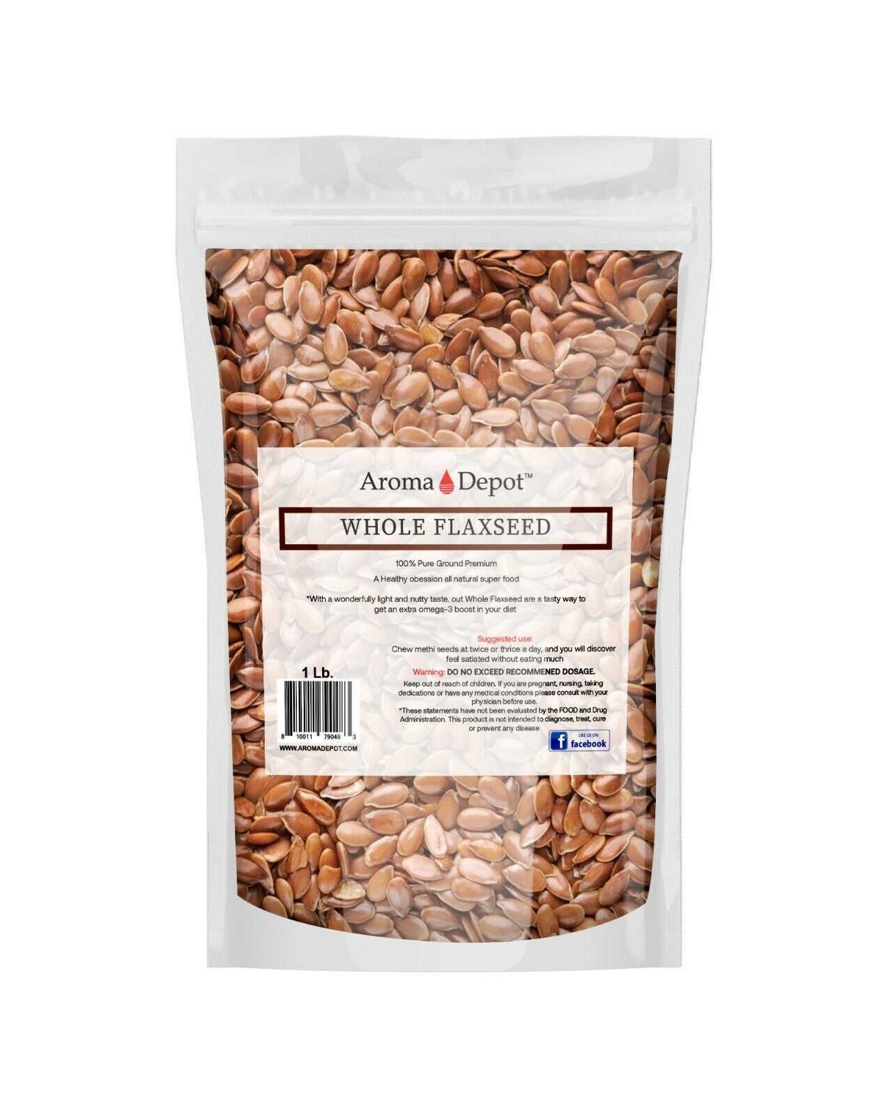 Brown Whole Flax Seeds Non-Gmo Omega-3  Linaza Raw Flaxseed Kosher 1 Libra 1 Lb.