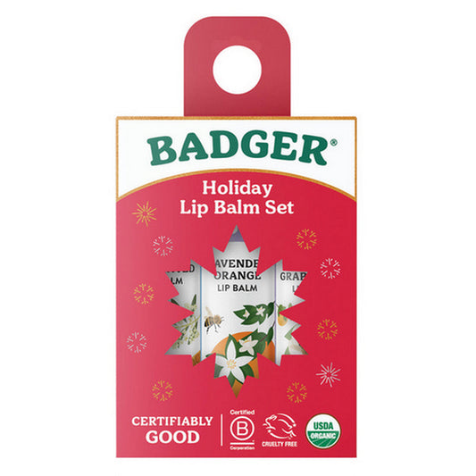 Holiday Lip Balm Set Red .15 Oz by Badger Balm