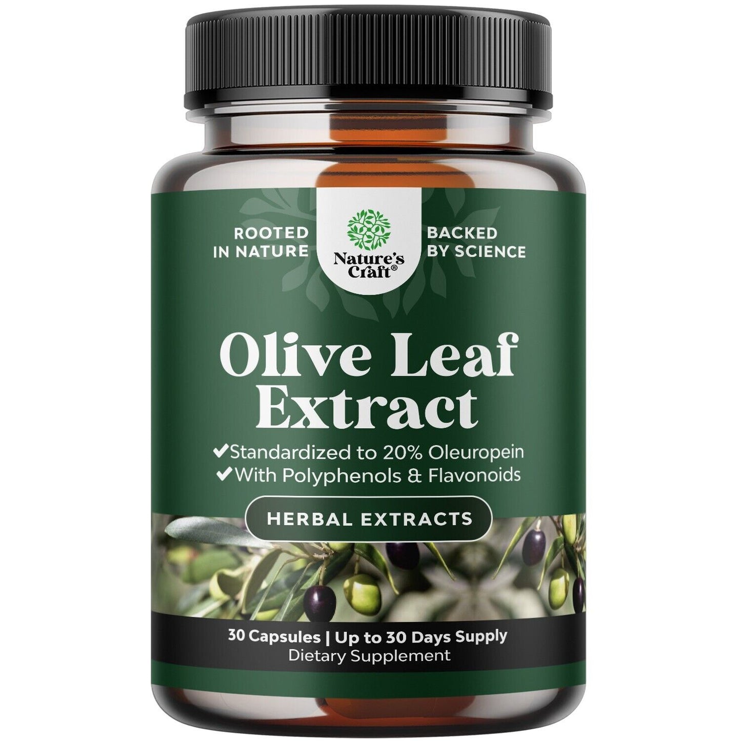 Olive Leaf Extract Capsules - Potent  High Strength Antioxidant Supplement