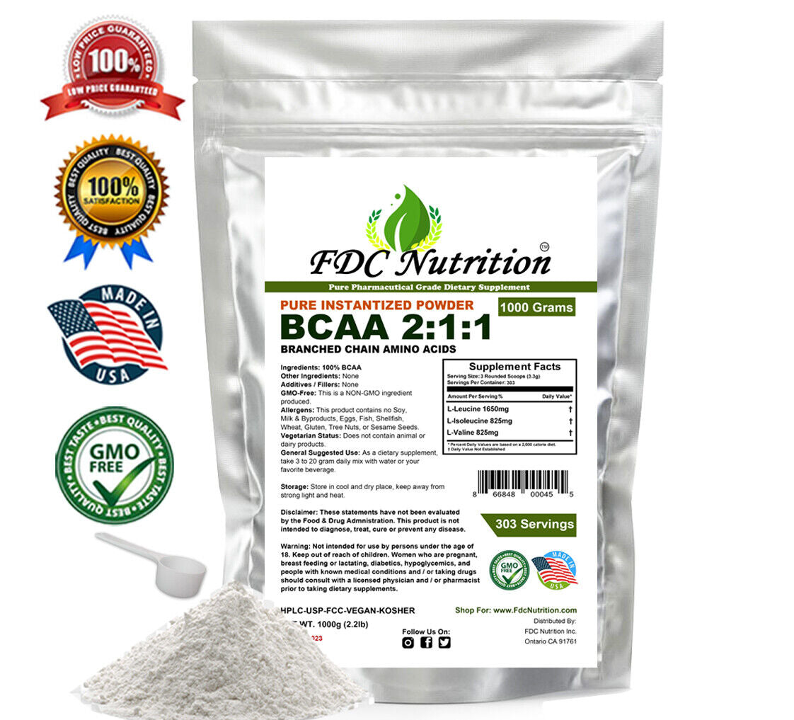 BCAA + Creatine Mono FREE FORM - 1000G EACH 100% PURE  POWDER