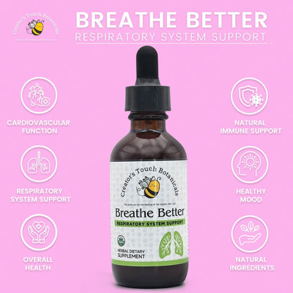 Breathe Better, Respiratory System Support, Lung, 2Oz Tincture Bottle! Organic