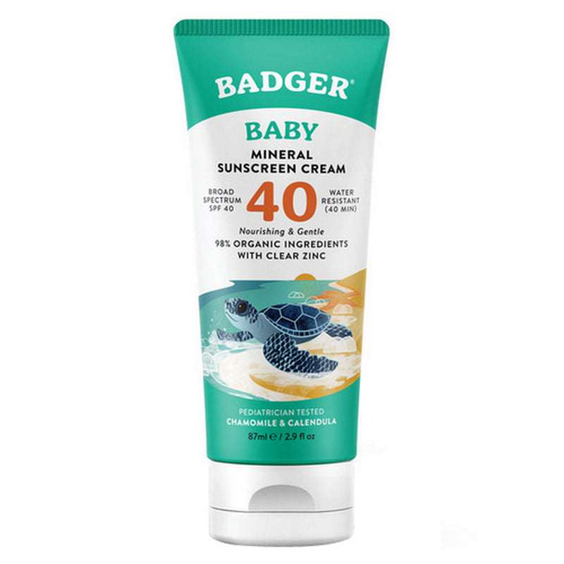 SPF 40 Baby Mineral Sunscreen Cream 2.9 Oz by Badger Balm