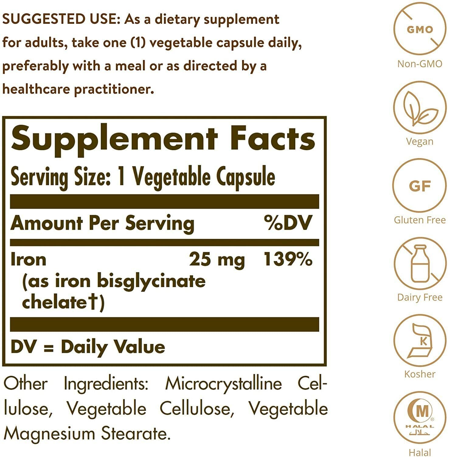 SOLGAR Gentle Iron 25Mg (Iron Bisglycinate) 90 Capsules