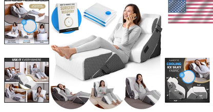 Adjustable Bed Wedge System with Cooling Fabric - Pain-Relief Orthopedic Support