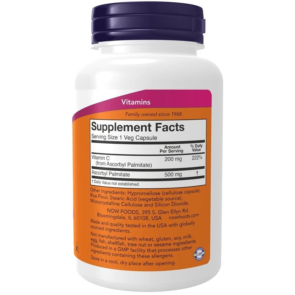 Antioxidant Ascorbyl Palmitate 500Mg 100 Vcaps Now Foods