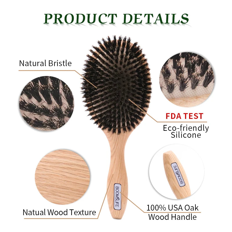 Boar Bristle High Quality Hair Brush (Oval, Paddle or Round)