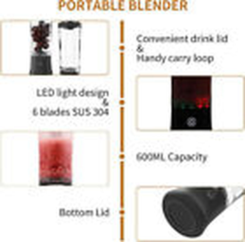 Personal Blender Smoothie Juice Shakes Mixer Portable Bottle 600ML Bpa-Free New