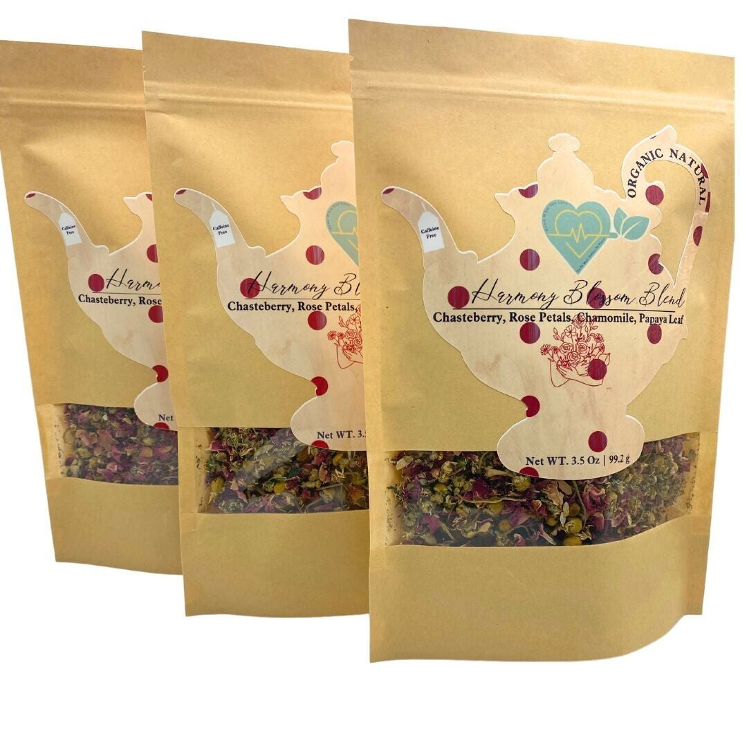 Chasteberry Rose Papaya Leaf Tea Blend - Loose Leaf Herbal Mix - 3.5 Oz Natural