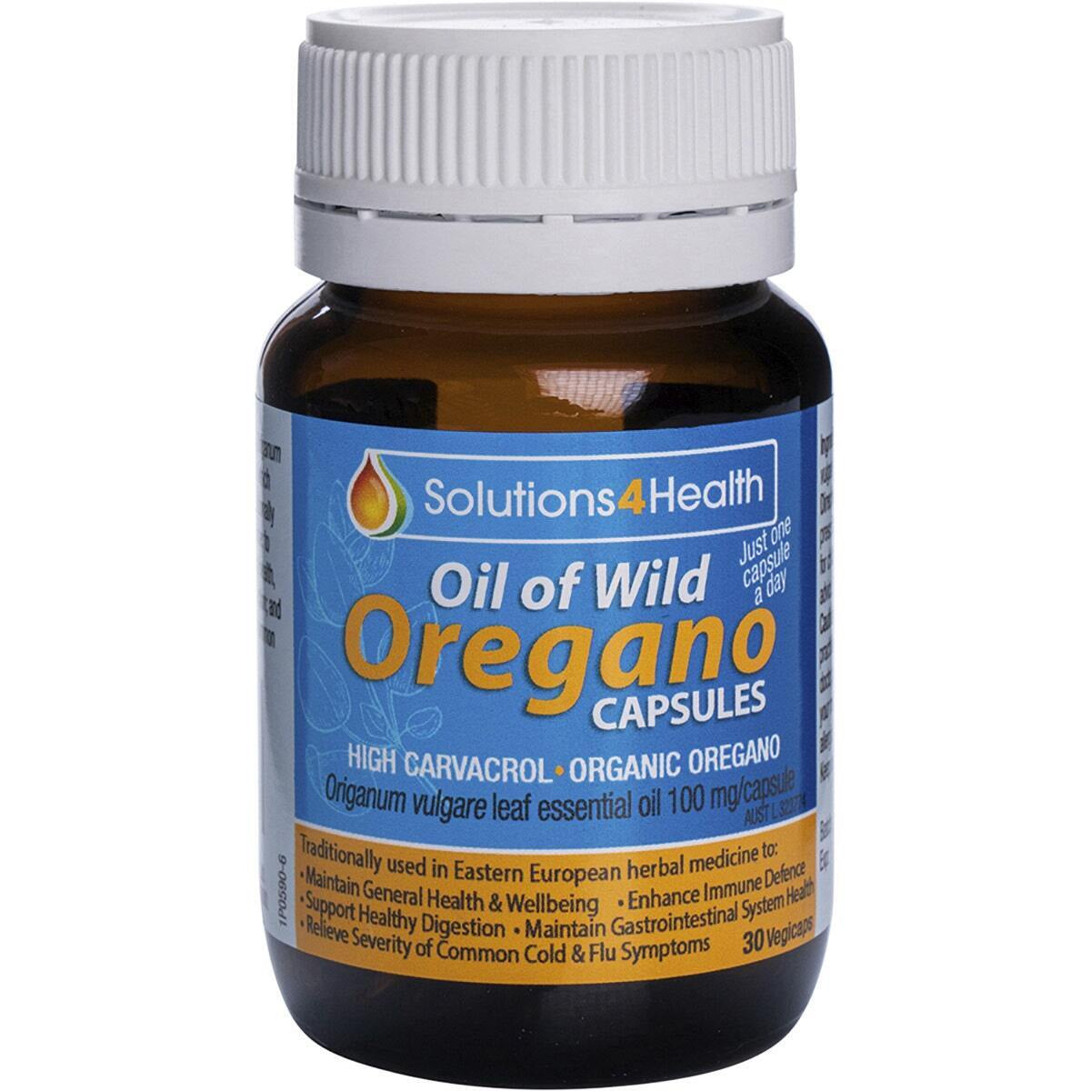 Solutions 4 Health Organic Oil of Wild Oregano Capsules 30Vc