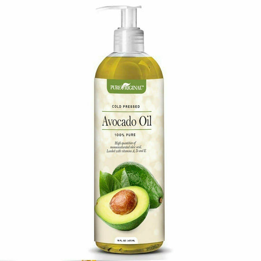 Pure Original 100% Pure Cold Pressed Avocado Oil, Moisturize and Soften 16 Fl Oz