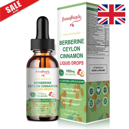 2 Pack Berberine Ceylon Cinnamon Liquid Drops 1500Mg per SERVING 120Ml