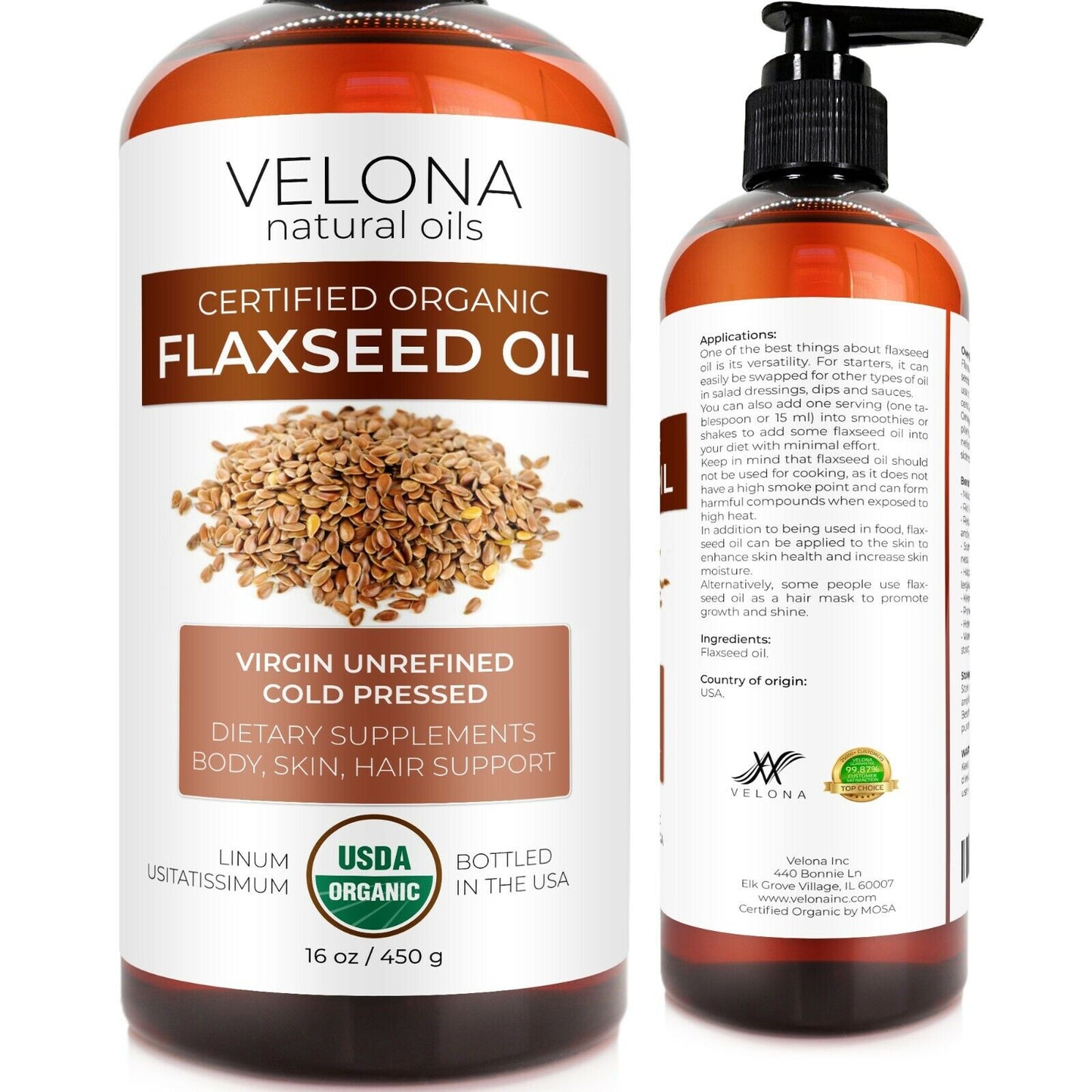 Flaxseed Oil 2 Oz - 7 Lb | 100%  Pure USDA Certified Organic