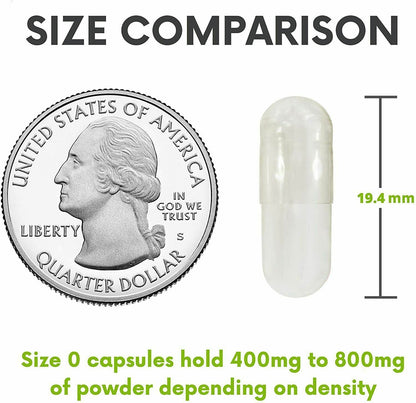 Empty Vegan Capsules - Sizes 0 - USA Kosher // Halal Gel Caps by FDC NUTRITION