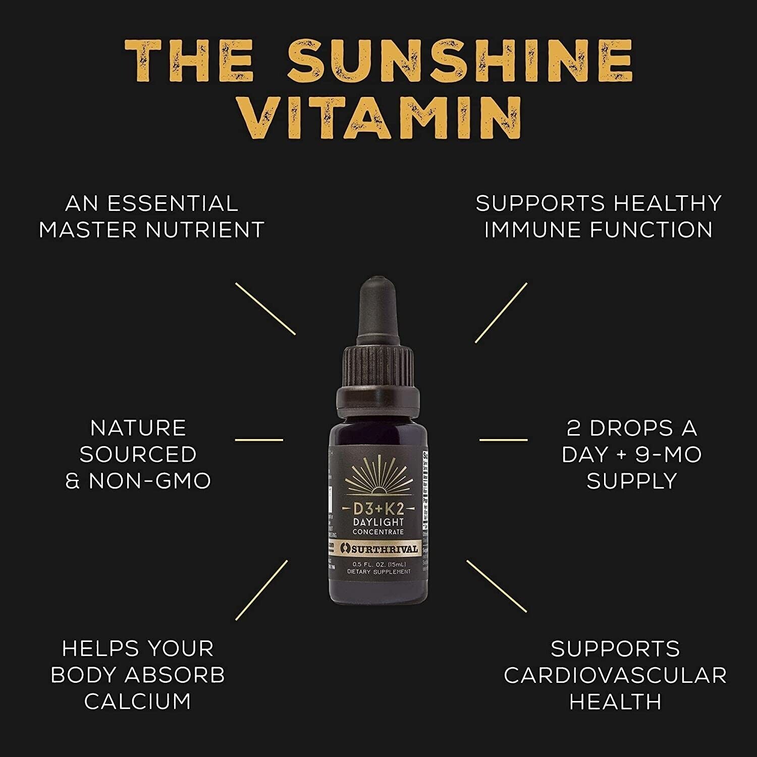 Surthrival Vitamin D3+K2 Daylight Concentrate 270 Servings