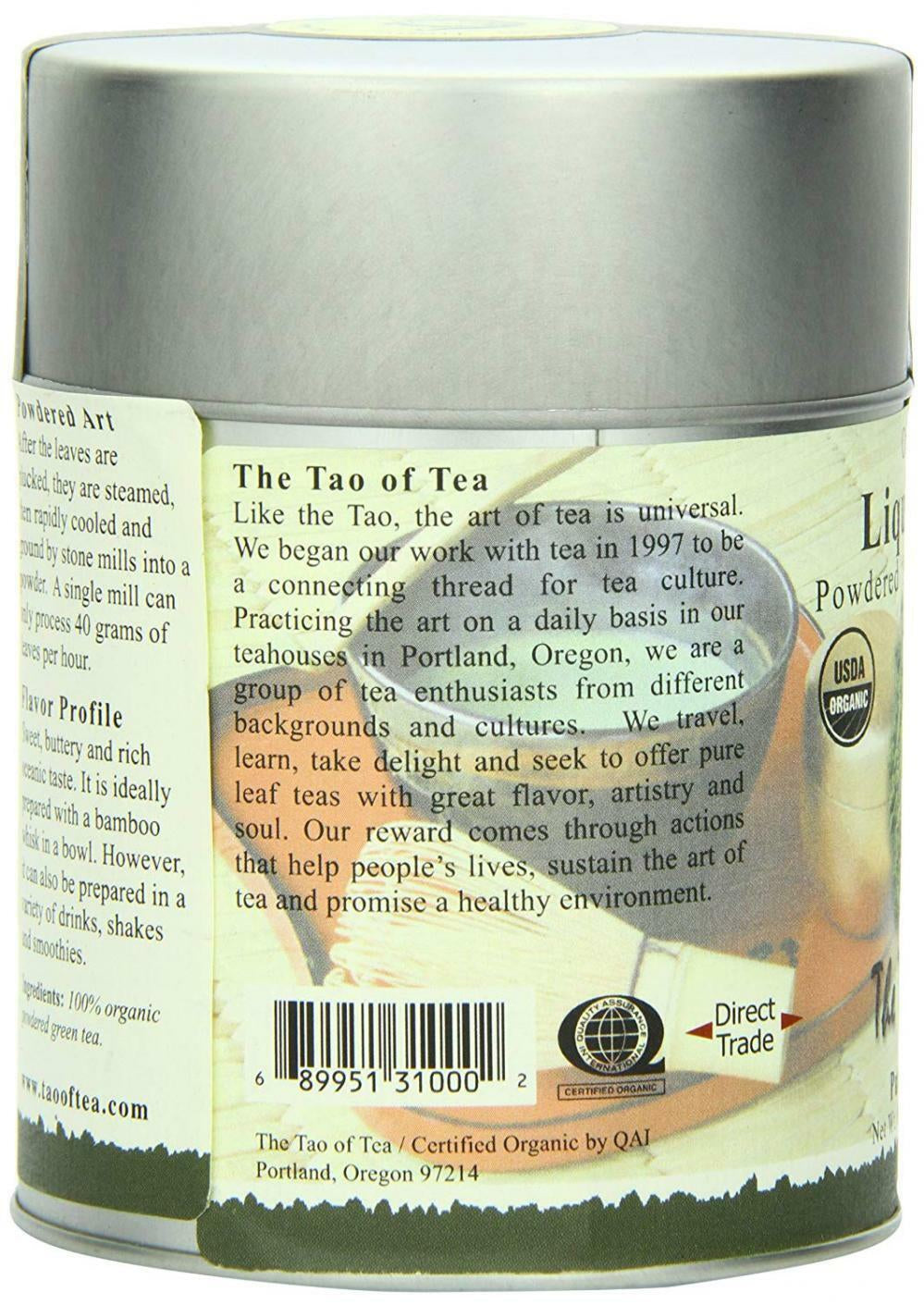 The Tao of Tea, Liquid Jade Powdered Matcha Green Loose Leaf, 3-Ounce...