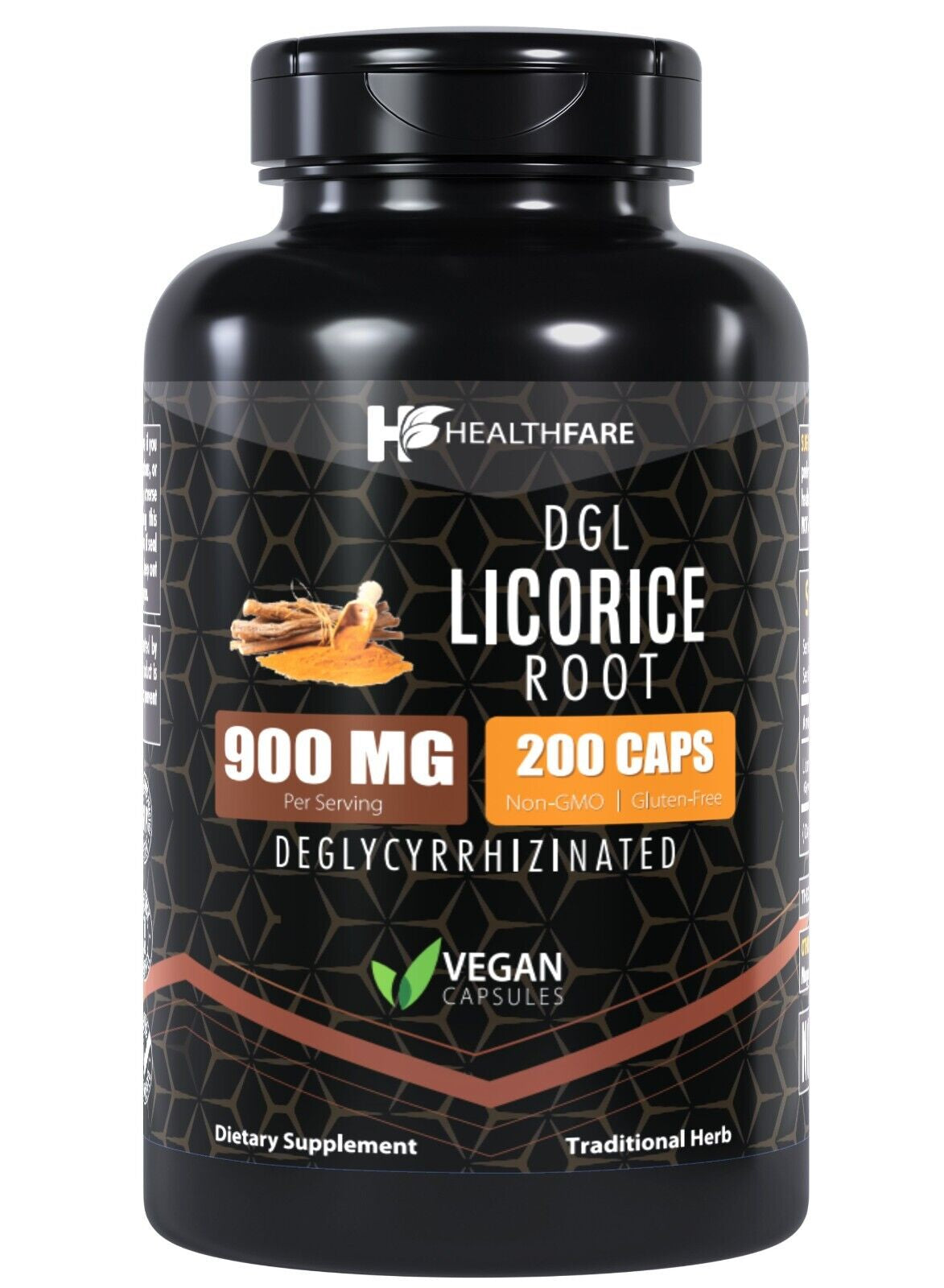 Licorice Root Capsules 900 Mg 200 Count DGL Supplement Extract Ultra High Purity