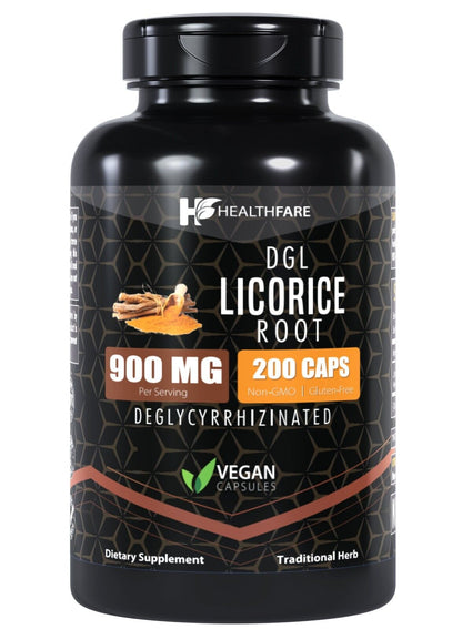 Licorice Root Capsules 900 Mg 200 Count DGL Supplement Extract Ultra High Purity