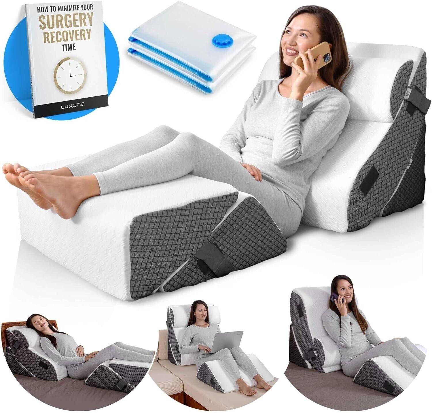 Adjustable Bed Wedge System with Cooling Fabric - Pain-Relief Orthopedic Support