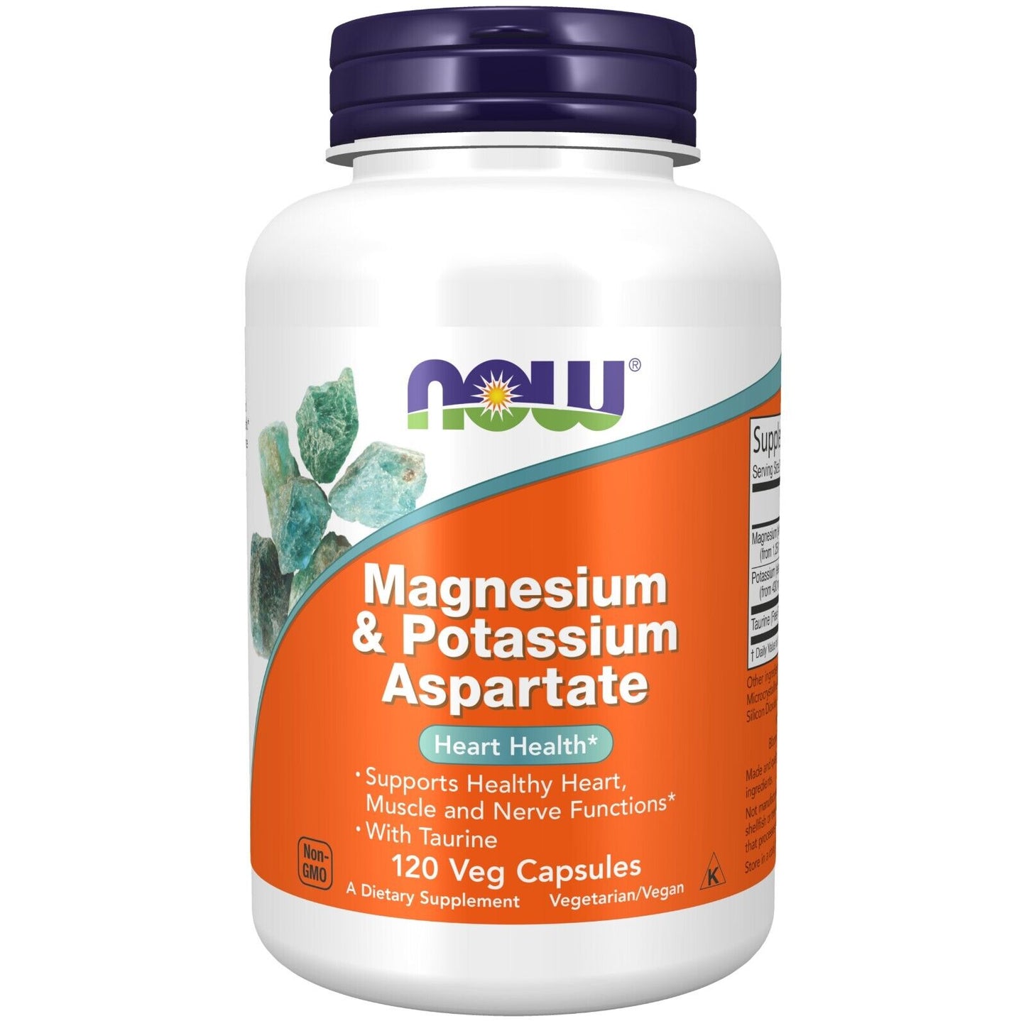 NOW Foods Magnesium & Potassium Aspartate, 120 Veg Capsules