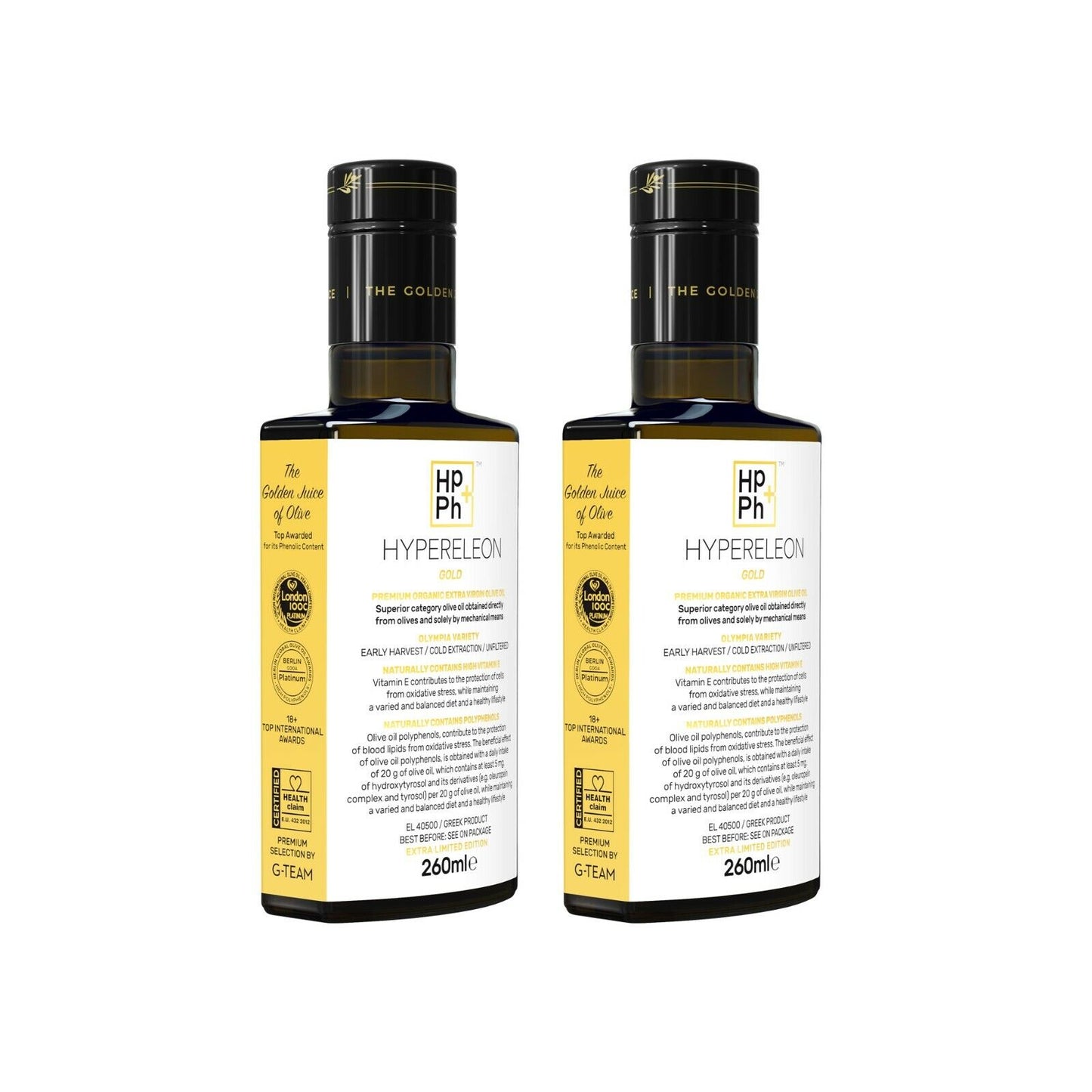 HYPERELEON Gold Ed. Premium Olive Oil | Rich in Polyphenols | 45 Awards 2X260Ml