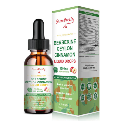 2 Pack Berberine Ceylon Cinnamon Liquid Drops 1500Mg per SERVING 120Ml