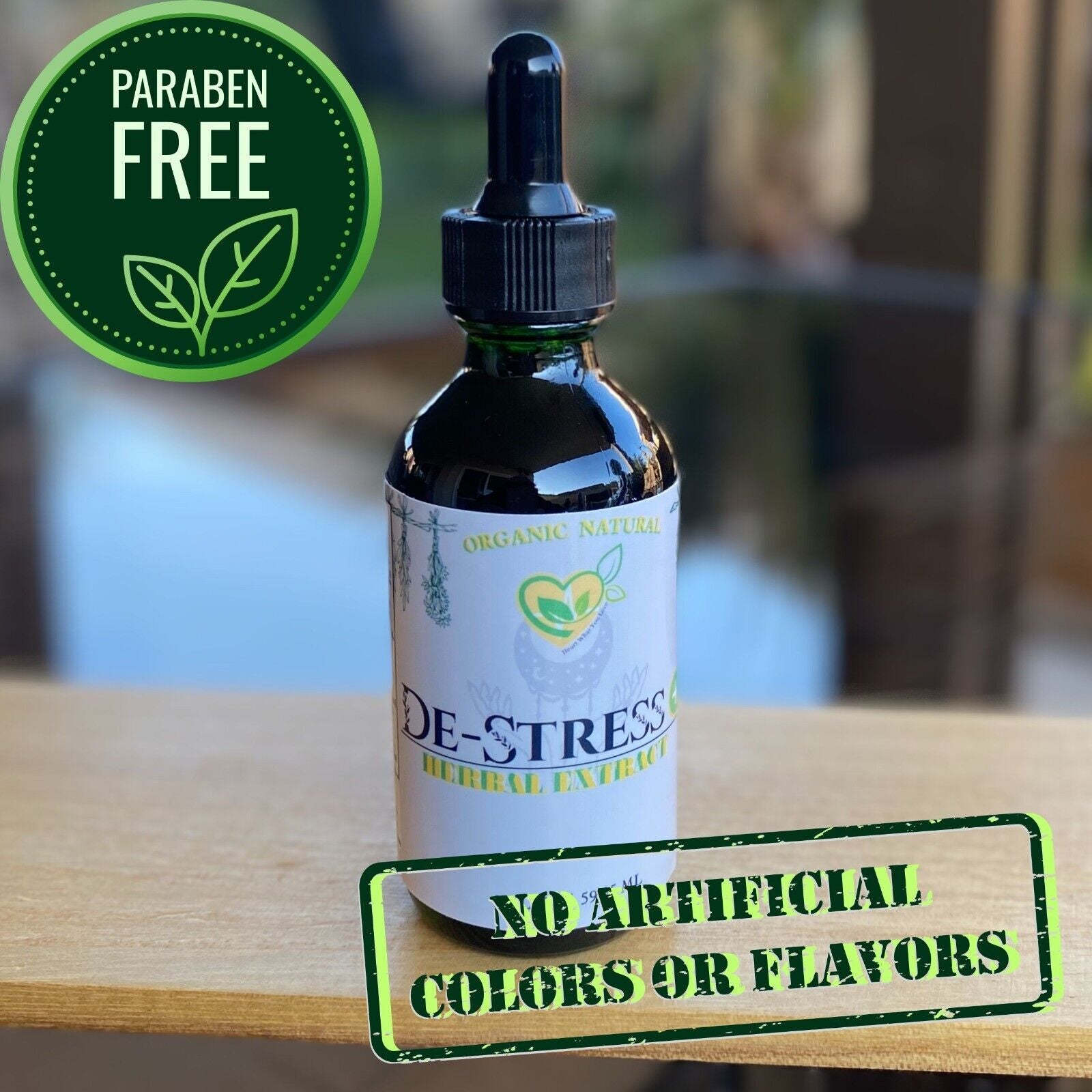 De-Stress plus Tincture Liquid Herbal Drops 2 Oz Natural Mood Stress Balance