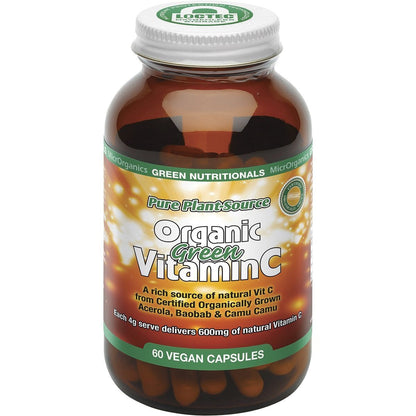 GREEN NUTRITIONALS Organic Green Vitamin C Vegan Capsules (600Mg) 60