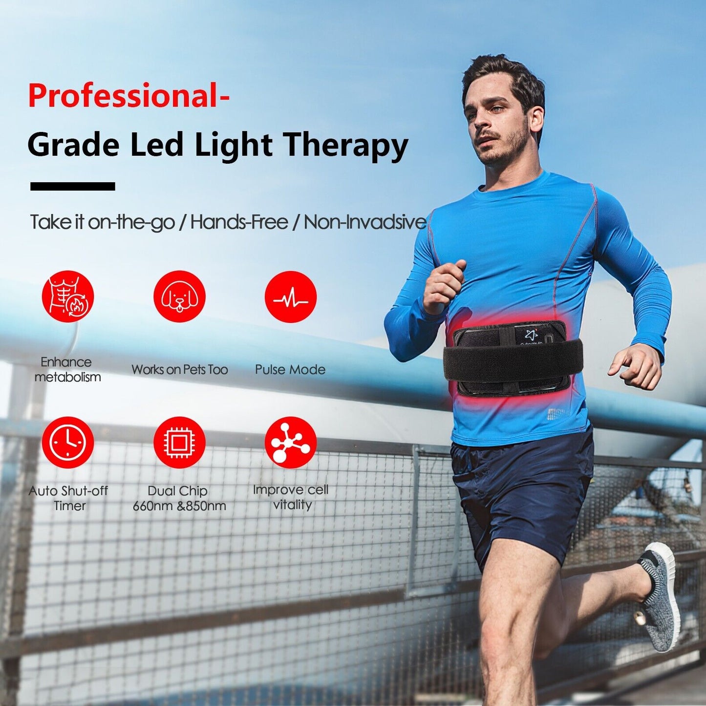 Red Light Therapy Waist Belt LED Infrared Wrap Devices Body Arthritis Pain Relief