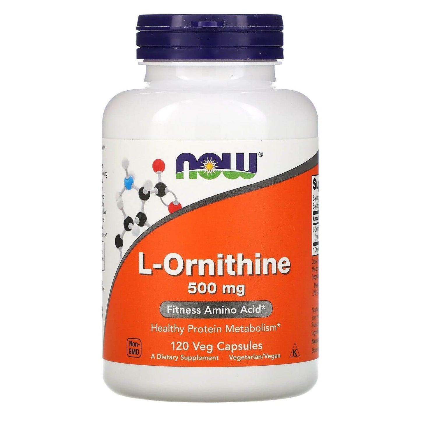 L-Ornithine 500Mg 120 Vegetarian Capsules Healthy Protein Metabolism