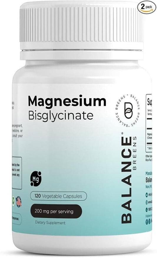 Magnesium Bisglycinate 200Mg High Absorption Chelated-120 Vegan Capsules