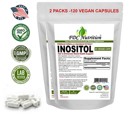 FDC Nutrition Inositol 1000 Mg 120 Vegan Capsules