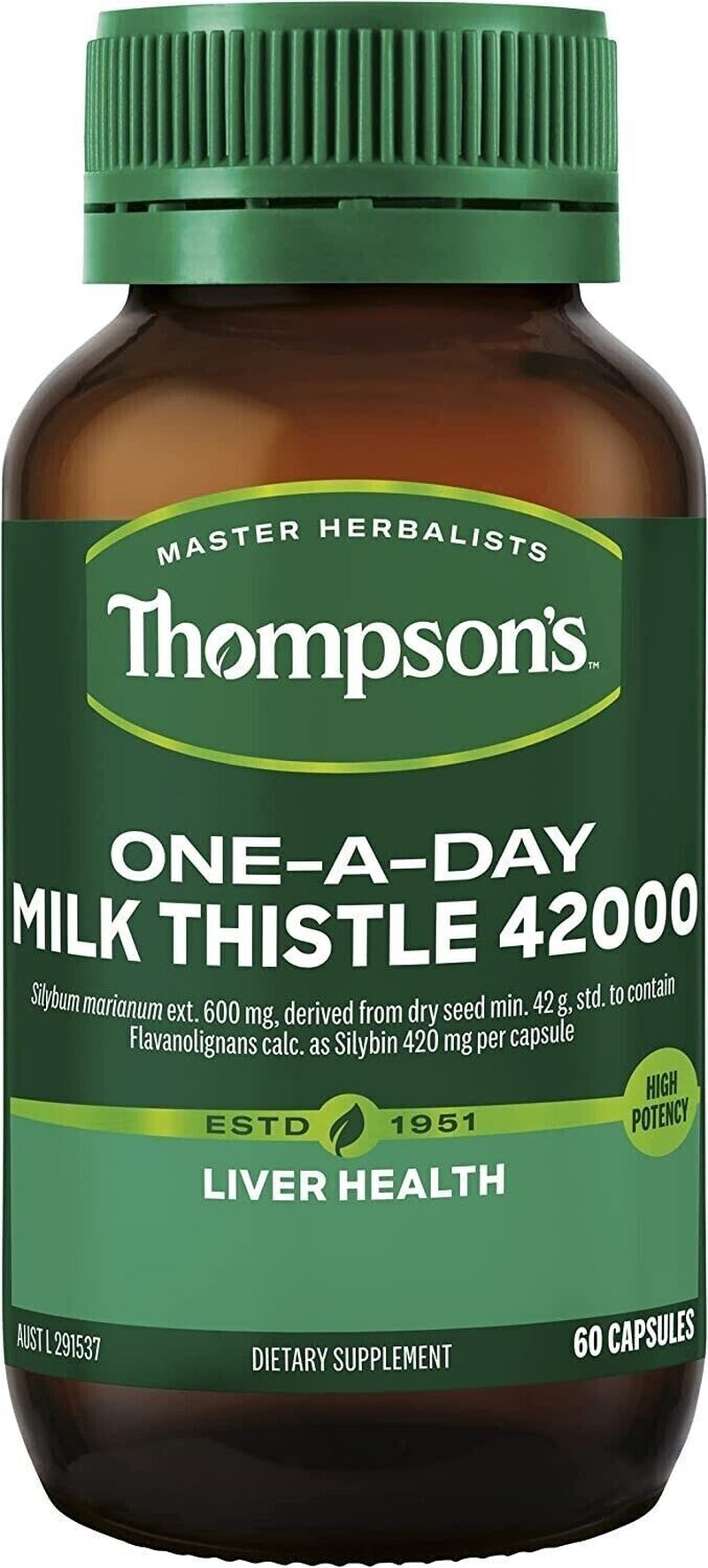 New THOMPSON'S One-A-Day Milk Thistle 42000Mg 60 Capsules Thompsons