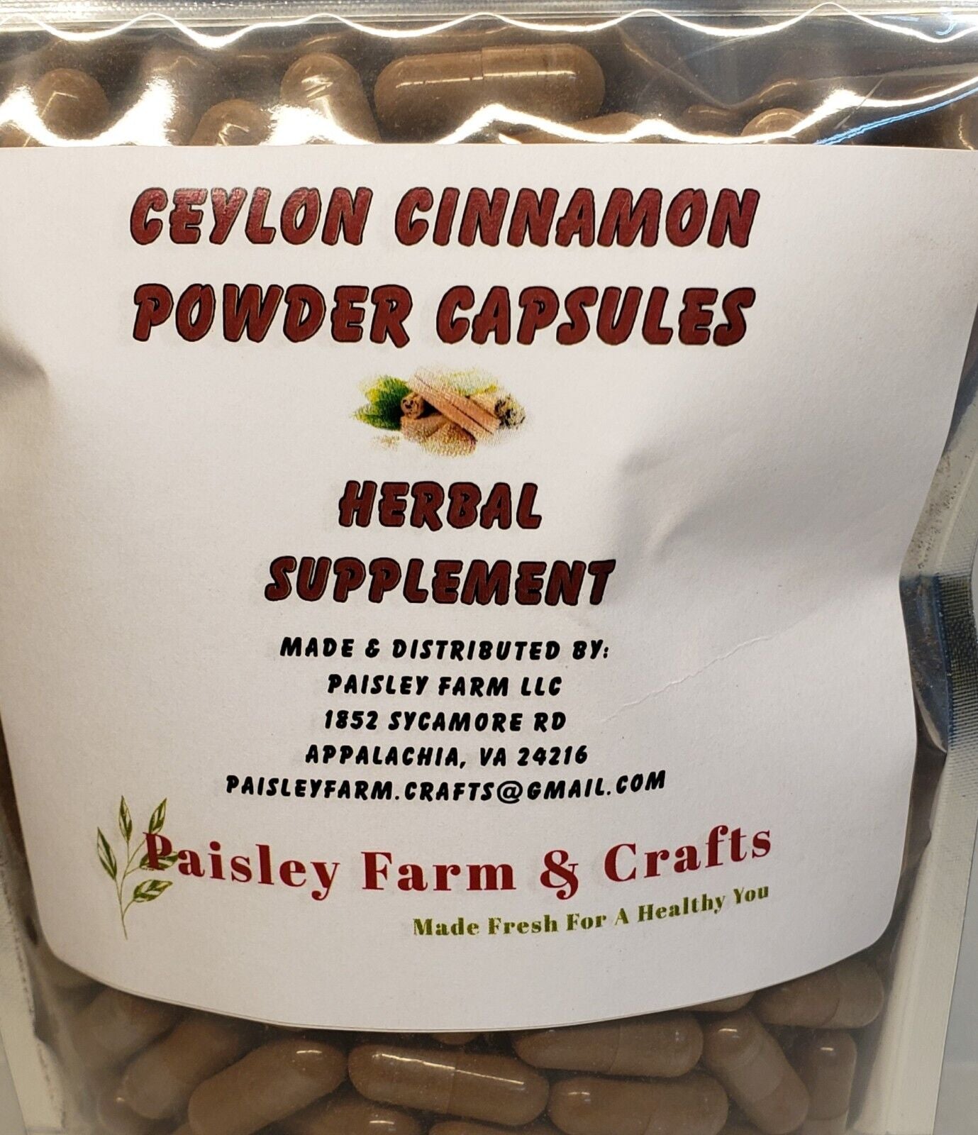 Ceylon Cinnamon Capsules 300 Ct - Made Fresh on Demand!