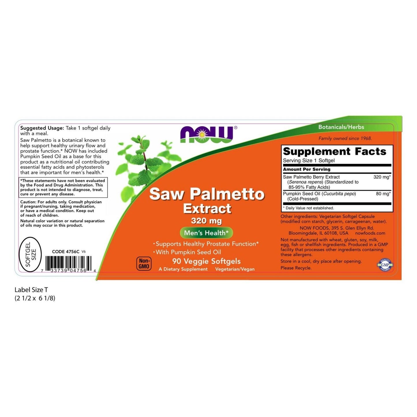 NOW Foods Saw Palmetto Extracto, 320 Mg, 90 Cápsulas Blandas Vegetales