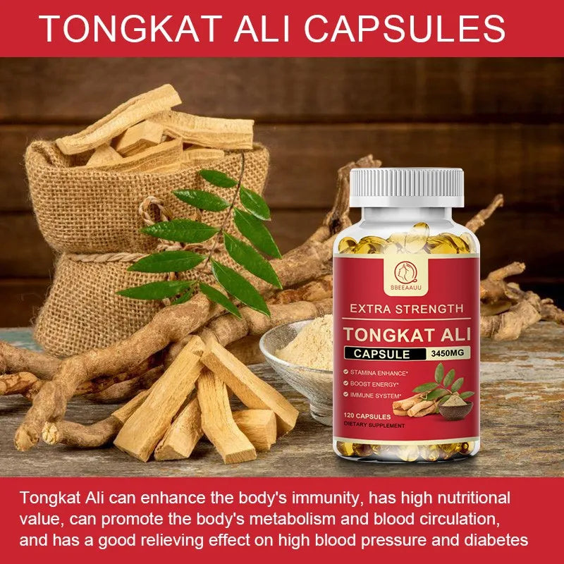 Organic Tongkat Ali Root Capsules Endurance Energy Immune