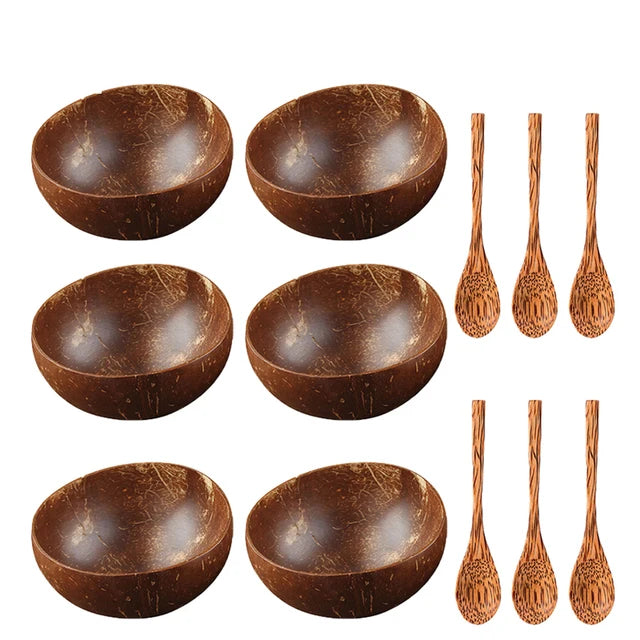 Natural Coconut Bowl Set Dinnerware Wooden