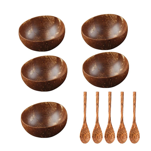 Natural Coconut Bowl Set Dinnerware Wooden