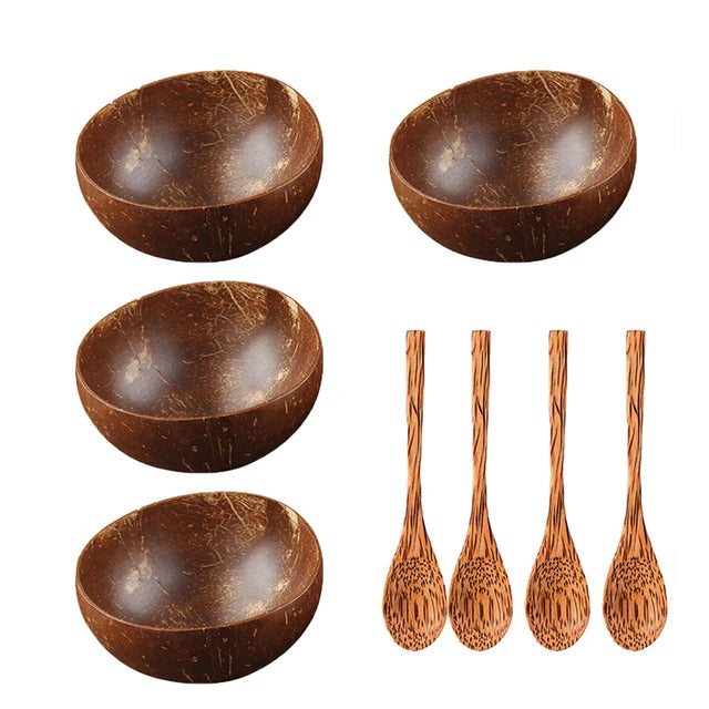 Natural Coconut Bowl Set Dinnerware Wooden