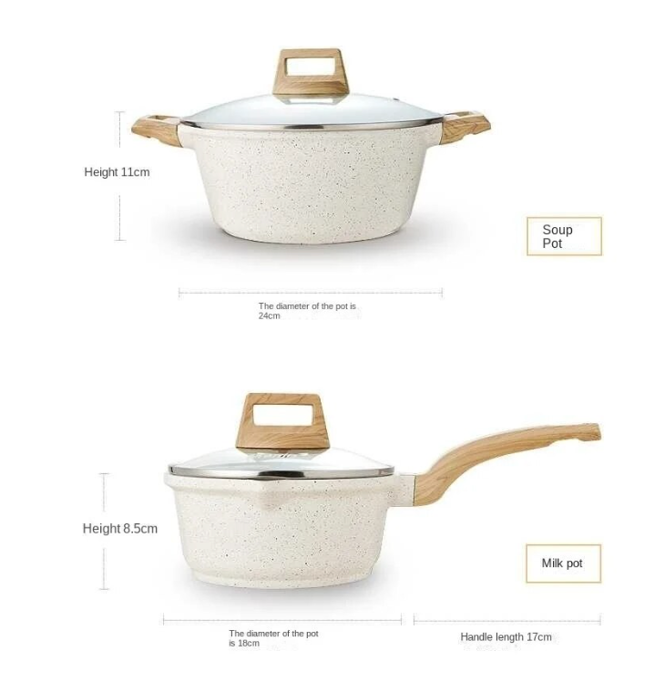 Natural Ceramic or Stone Toxin-Free Fry Pan / Maifan Stone Set