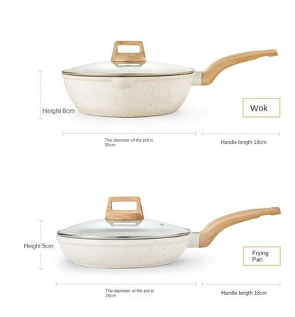 Natural Ceramic or Stone Toxin-Free Fry Pan / Maifan Stone Set