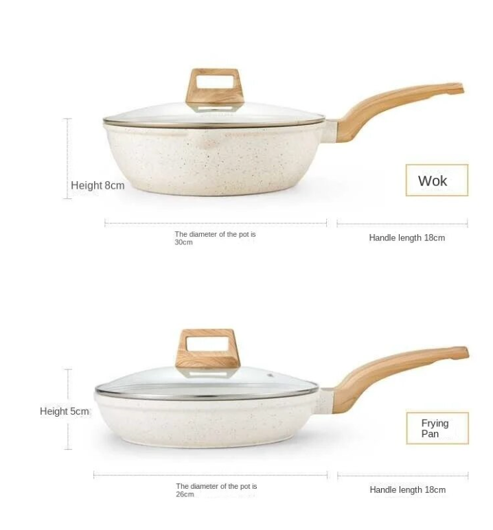 Natural Ceramic or Stone Toxin-Free Fry Pan / Maifan Stone Set