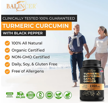 Turmeric Capsules (Bioperine, Ginger, Garlic) 120 capsules