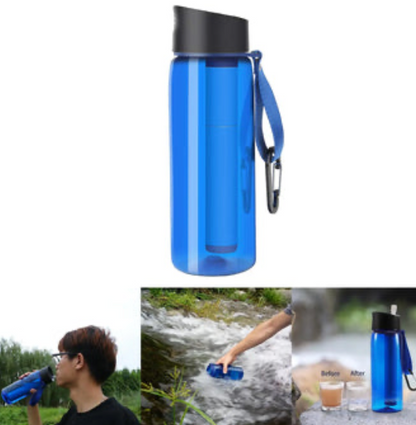 InBuilt Filter Straw Drink Bottle ( Hiking 650Ml 0.01Micron filter straw)