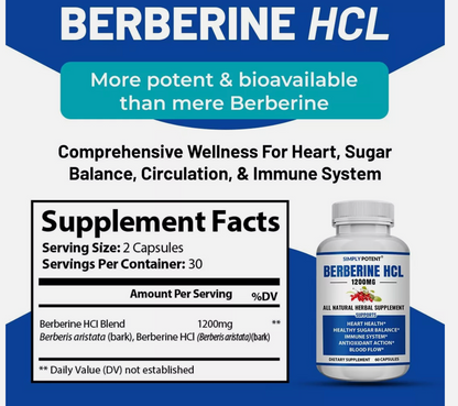 Premium Berberine HCL Extract 1200Mg (Natures Ozempic Weight loss)