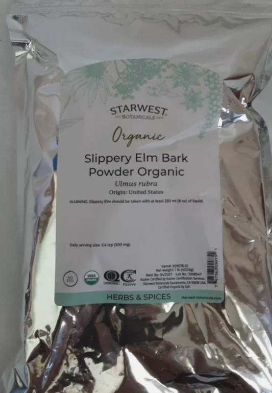 Organic Slippery Elm Bark Powder, 1 Lb Bag